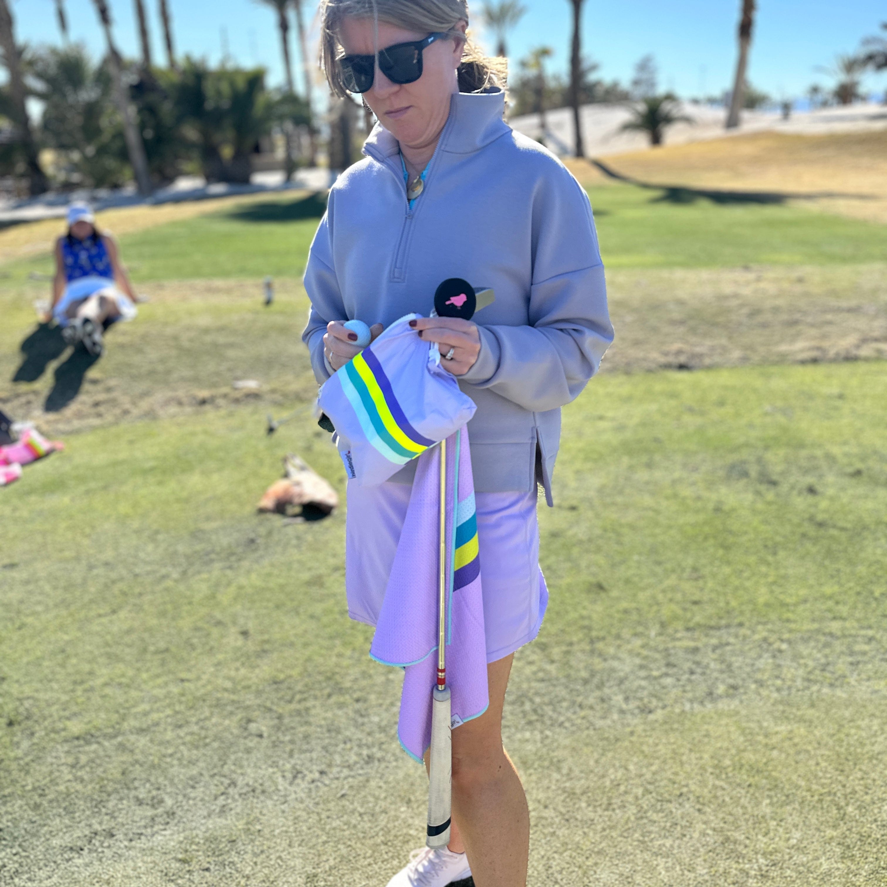 Golf Bags in Lilac and Neon Dreams Women's Golf Accessory Bag by Birdie Girl Golf