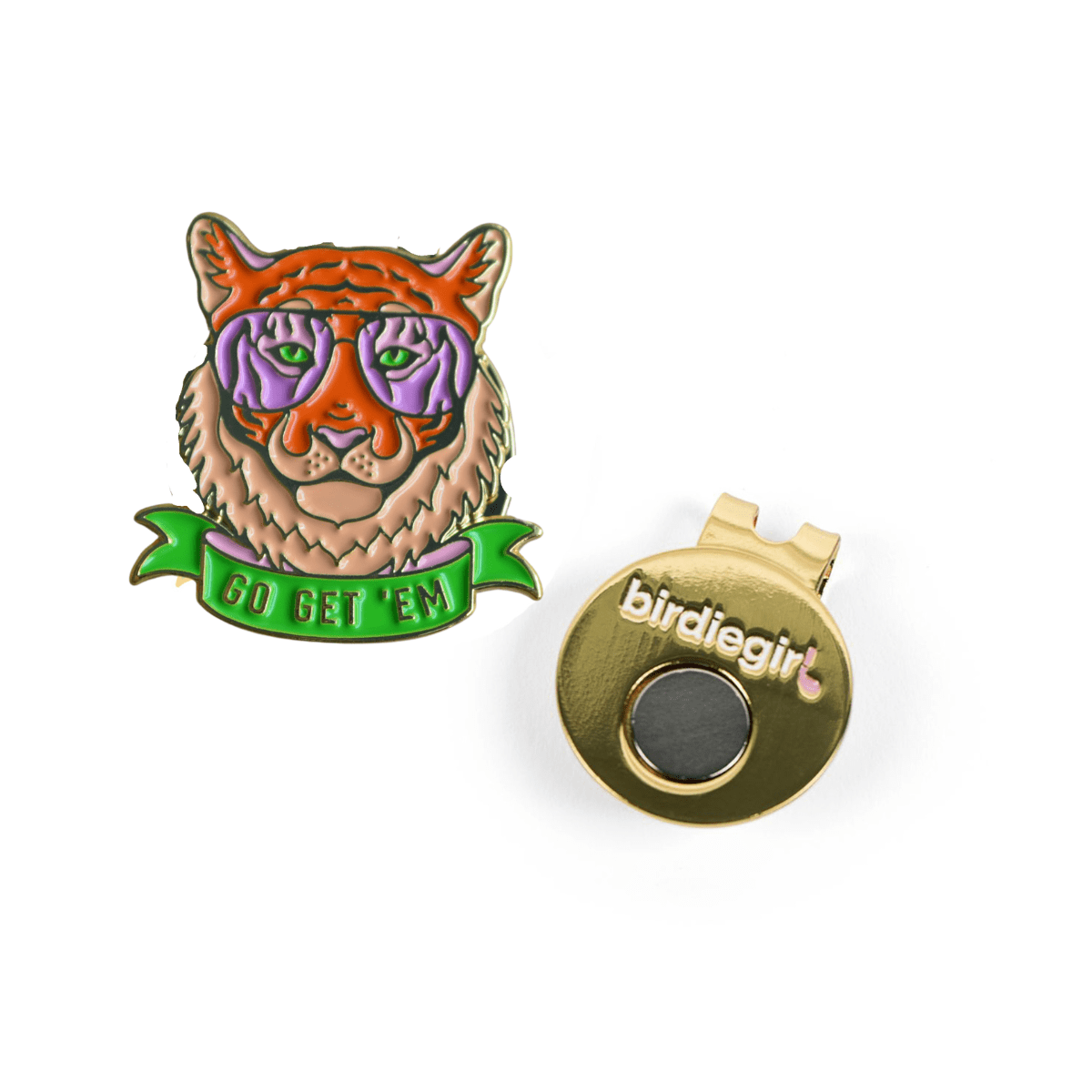 Golf Ball Markers in Go Get 'Em Tiger Golf Ball Marker with Magnetic Hat Clip by Birdie Girl Golf