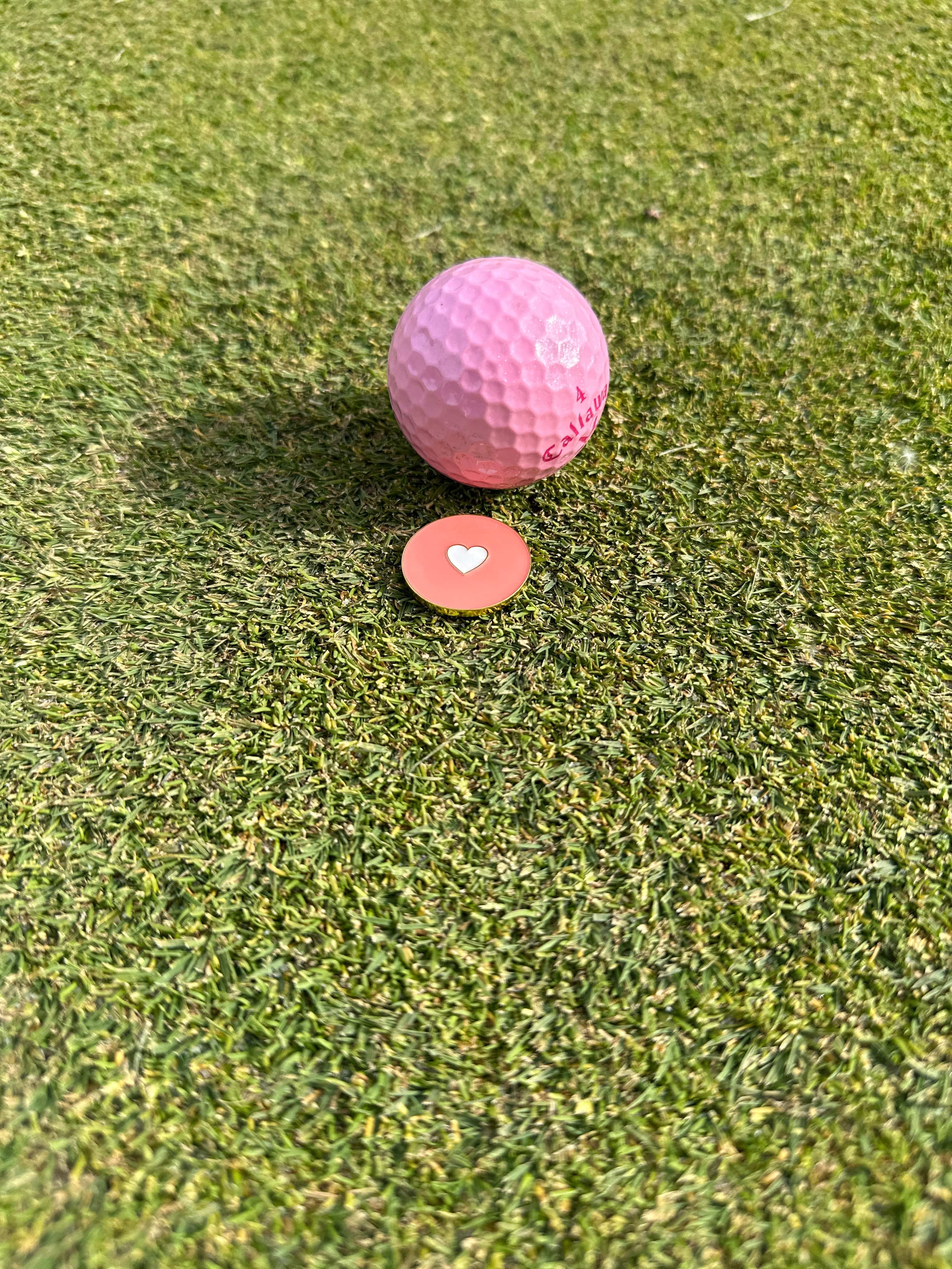 Golf Ball Markers in Gold I Heart Golf Women's Ball Marker with Hat Clip by Birdie Girl Golf
