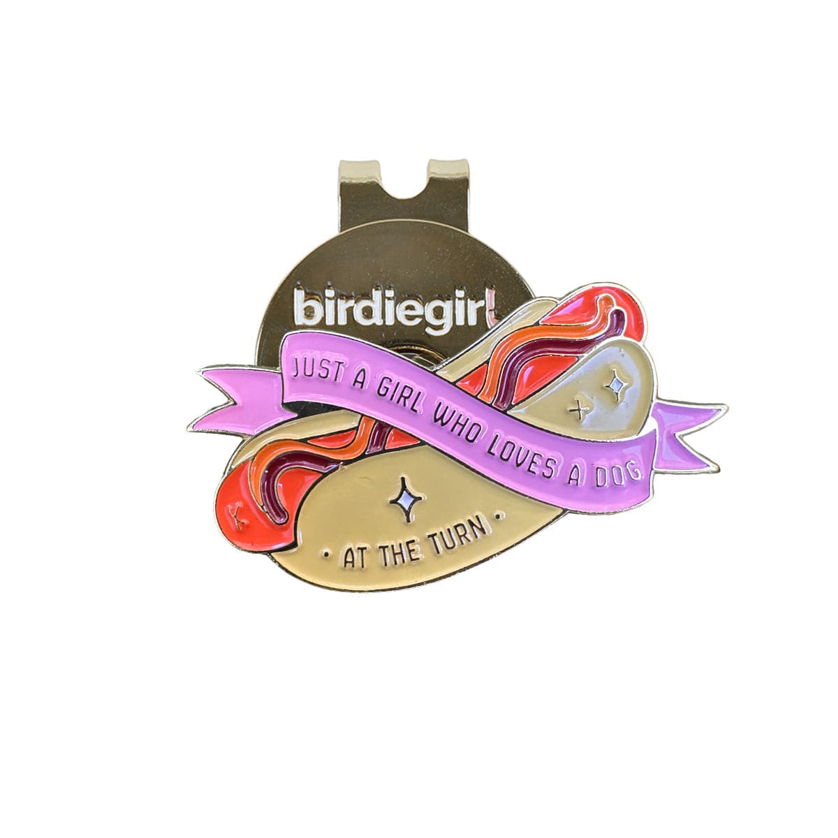 Golf Ball Markers in Hot Dog Girl Ball Marker with Hat Clip by Birdie Girl Golf