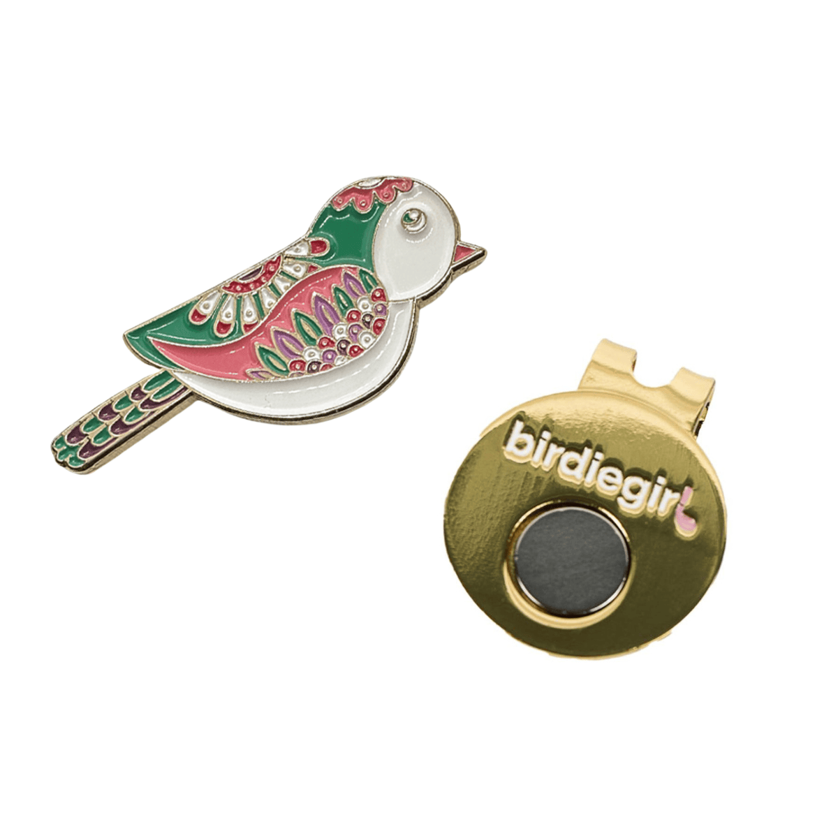 Golf Ball Markers in Multi-Color Birdie Women's Golf Ball Marker with Hat Clip by Birdie Girl Golf