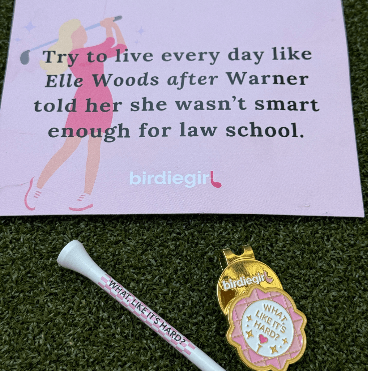 Golf Ball Markers in What, Like It’s Hard? Ball Marker + Hat Clip + Tee Set by Birdie Girl Golf