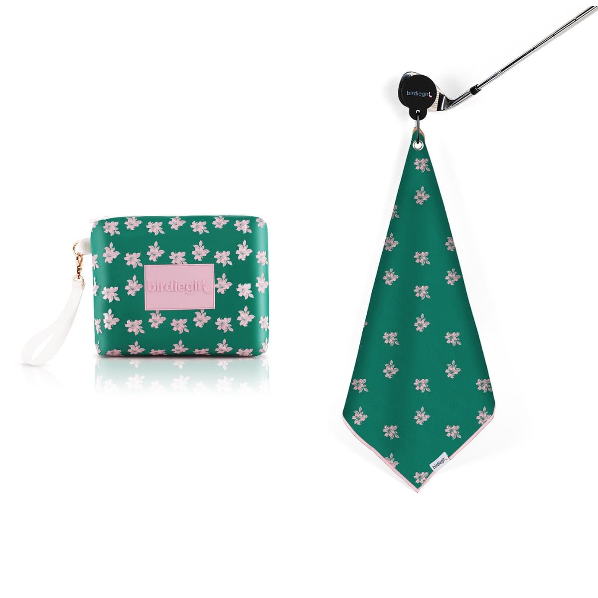 Magnetic Towels in Set of 2: Augusta Azalea Magnetic Golf Towel and Golf Accessory Bag by Birdie Girl Golf