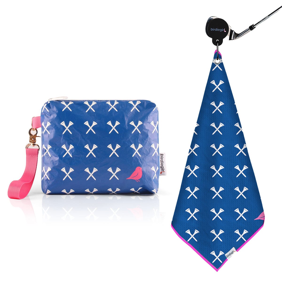 Magnetic Towels in Set of 2: Birdie Tee Time Magnetic Golf Towel and Golf Accessory Bag by Birdie Girl Golf