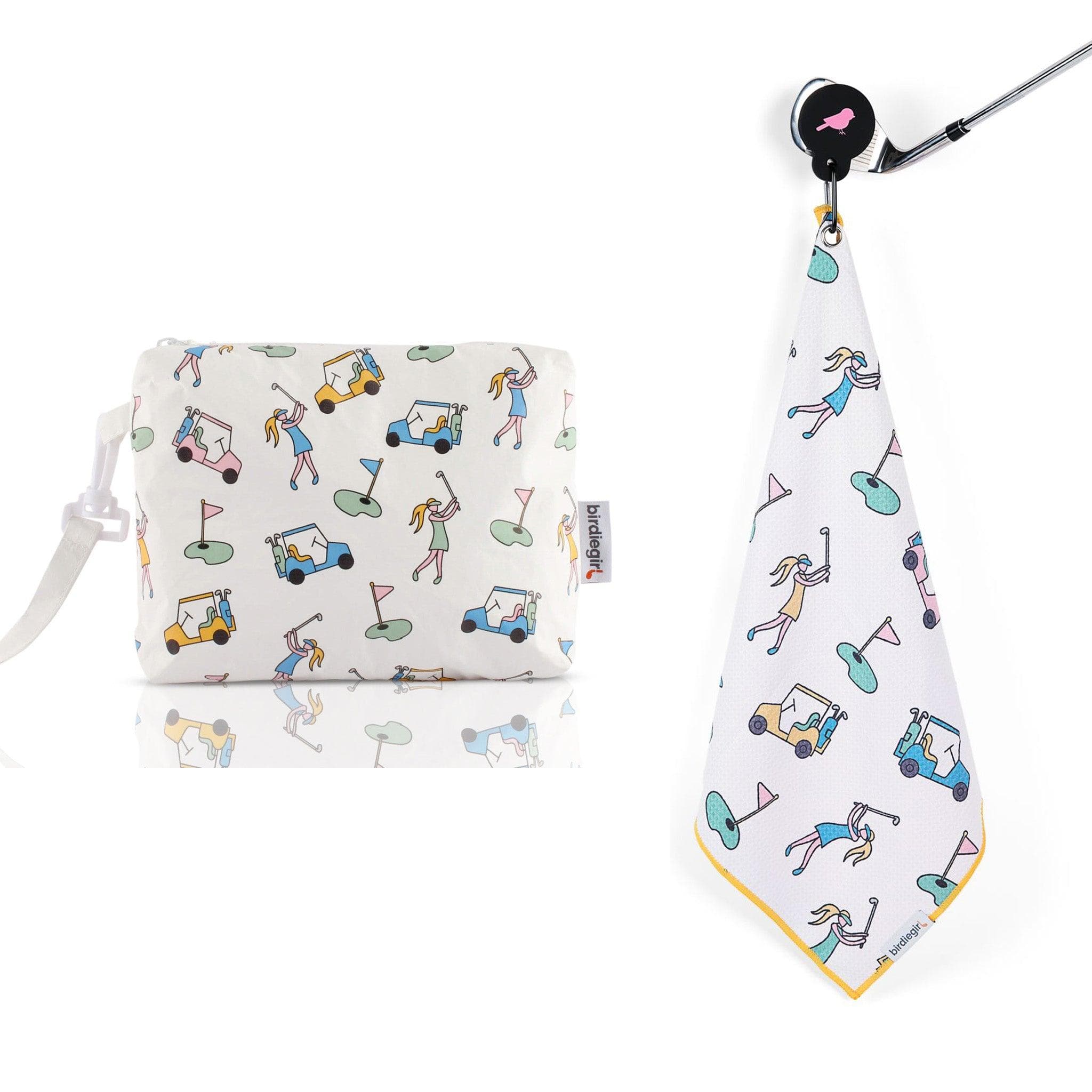 Magnetic Towels in Set of 2: Golf Girl Magnetic Golf Towel and Golf Accessory Bag by Birdie Girl Golf