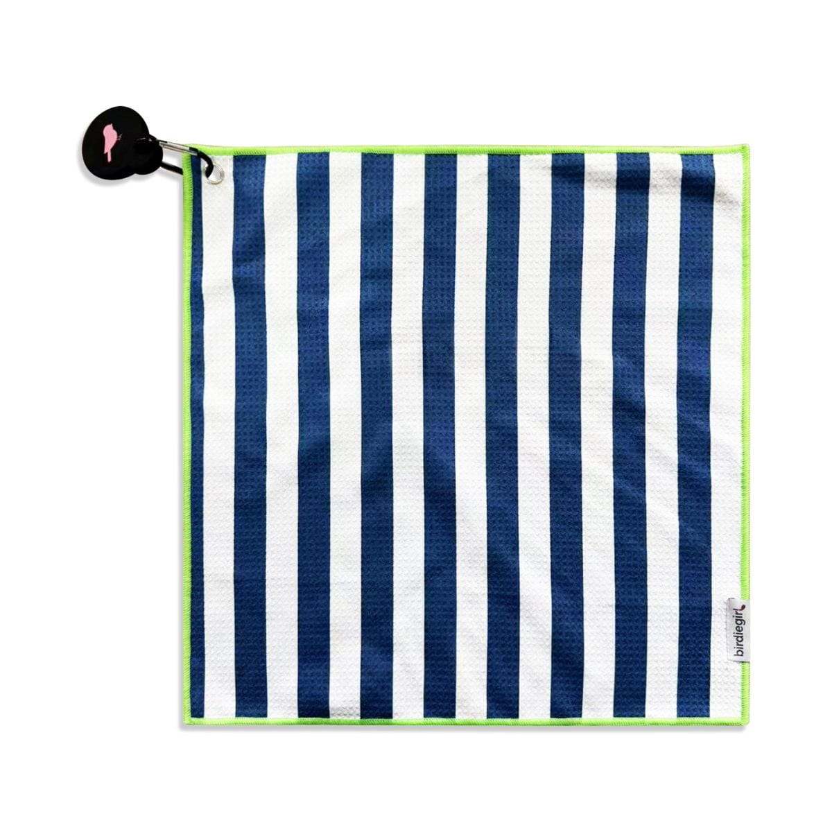 Magnetic Towels in Set of 2: Navy Stripe Time Magnetic Golf Towel and Golf Accessory Bag by Birdie Girl Golf