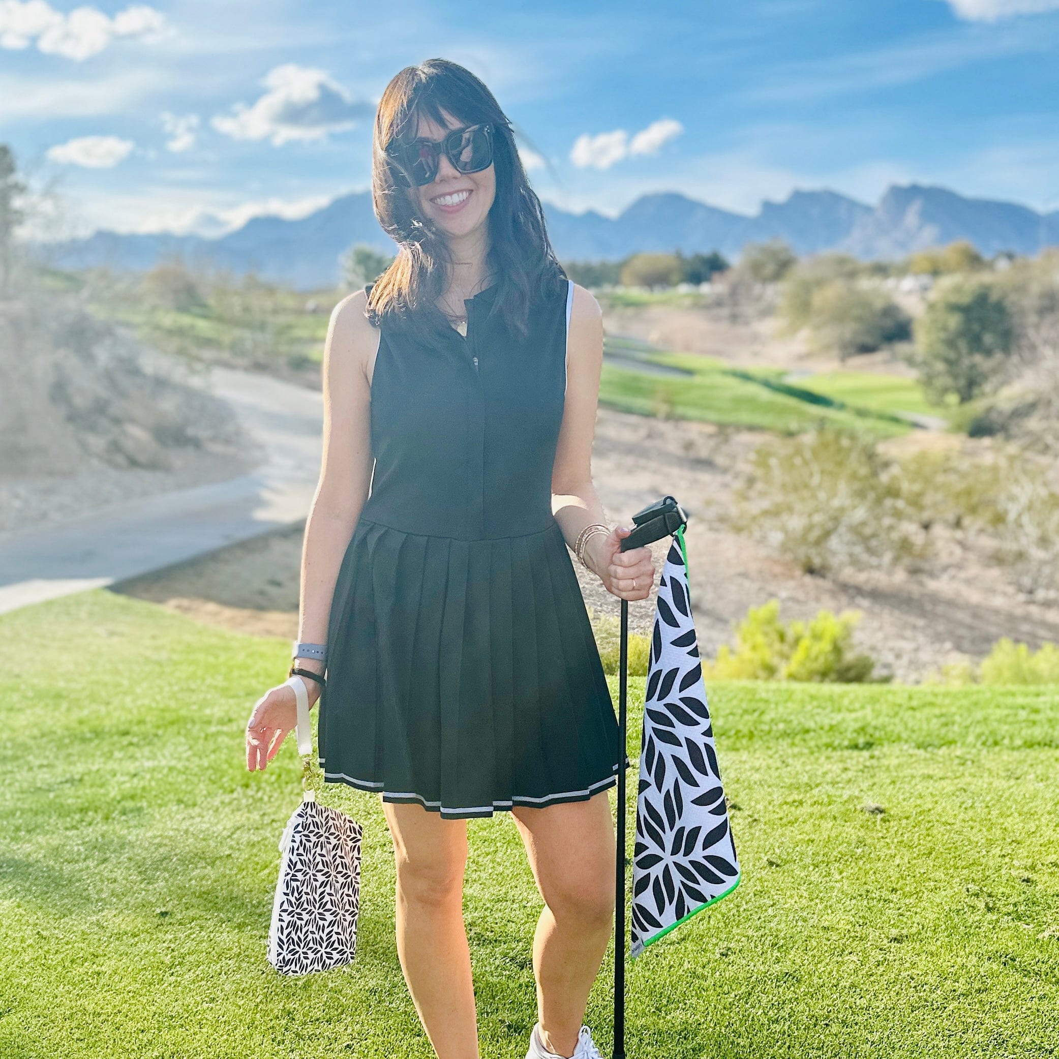 Magnetic Towels in Set of 2: Putt from the Fringe Magnetic Golf Towel and Golf Accessory Bag by Birdie Girl Golf