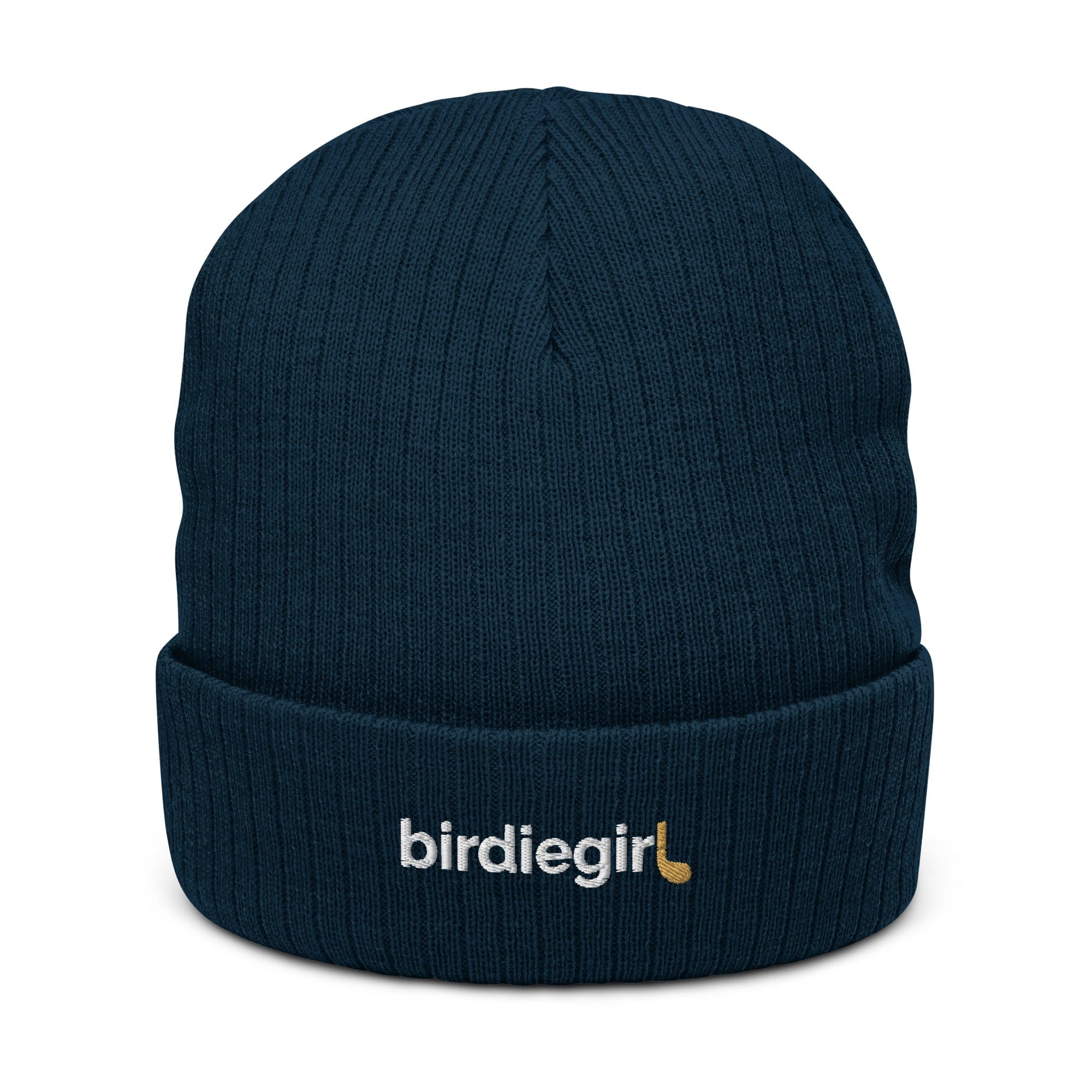 in Navy Birdie Girl Ribbed Knit Golf Beanie by Birdie Girl Golf