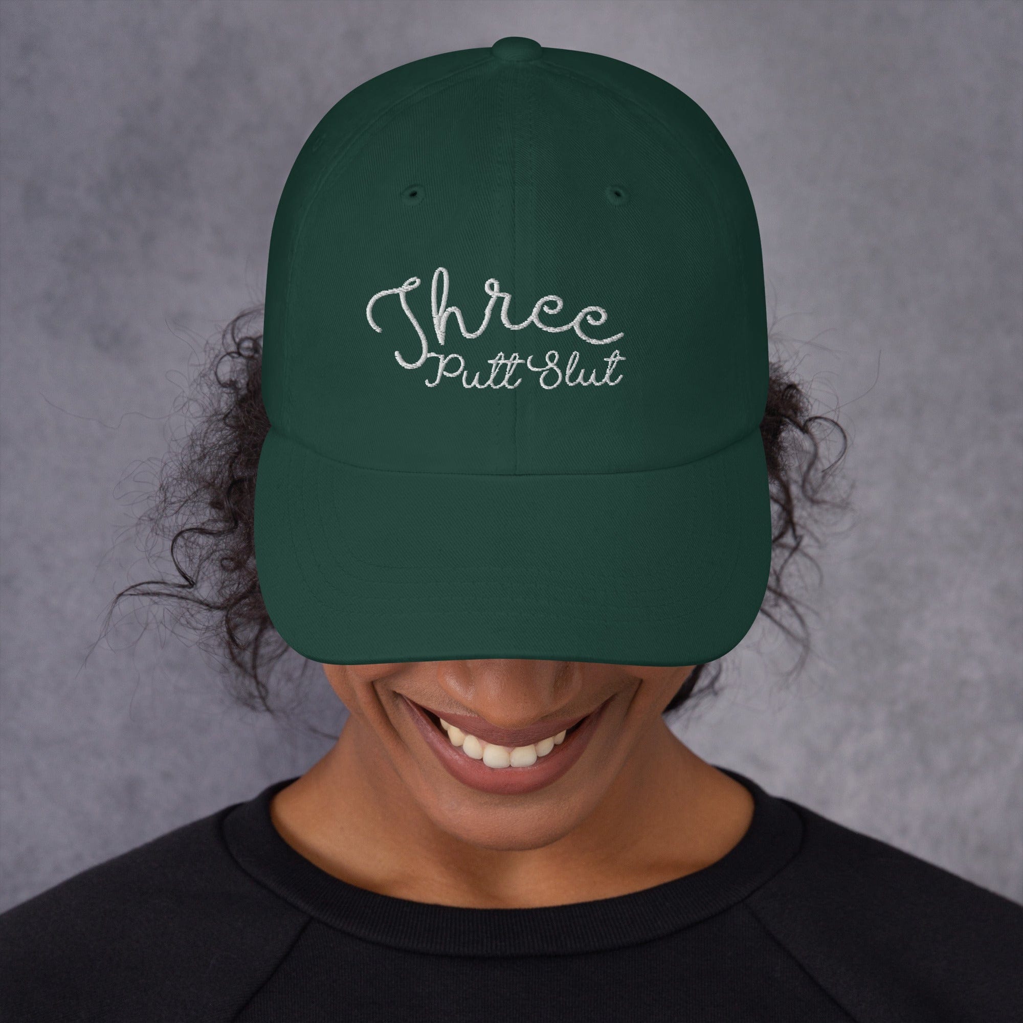 in Spruce Three Putt Slut Dad hat by Birdie Girl Golf