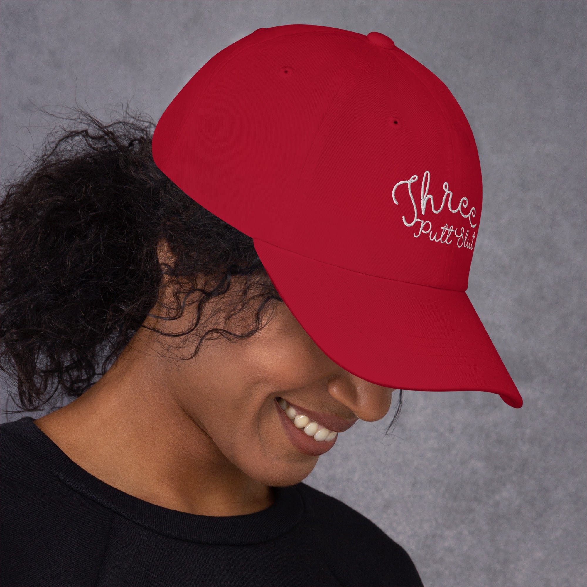 in Three Putt Slut Dad hat by Birdie Girl Golf