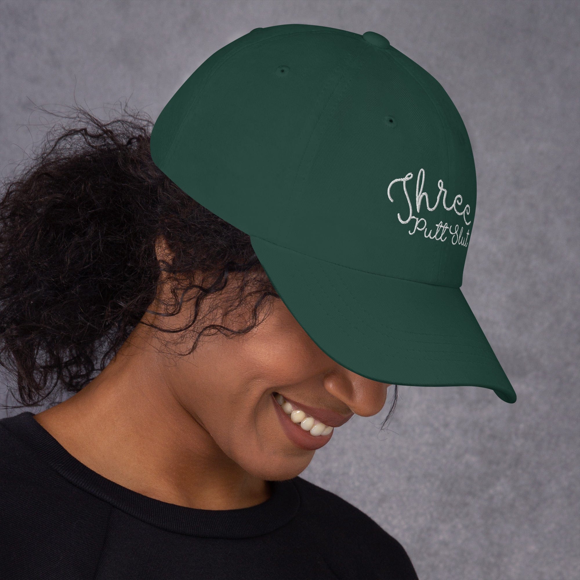 in Three Putt Slut Dad hat by Birdie Girl Golf
