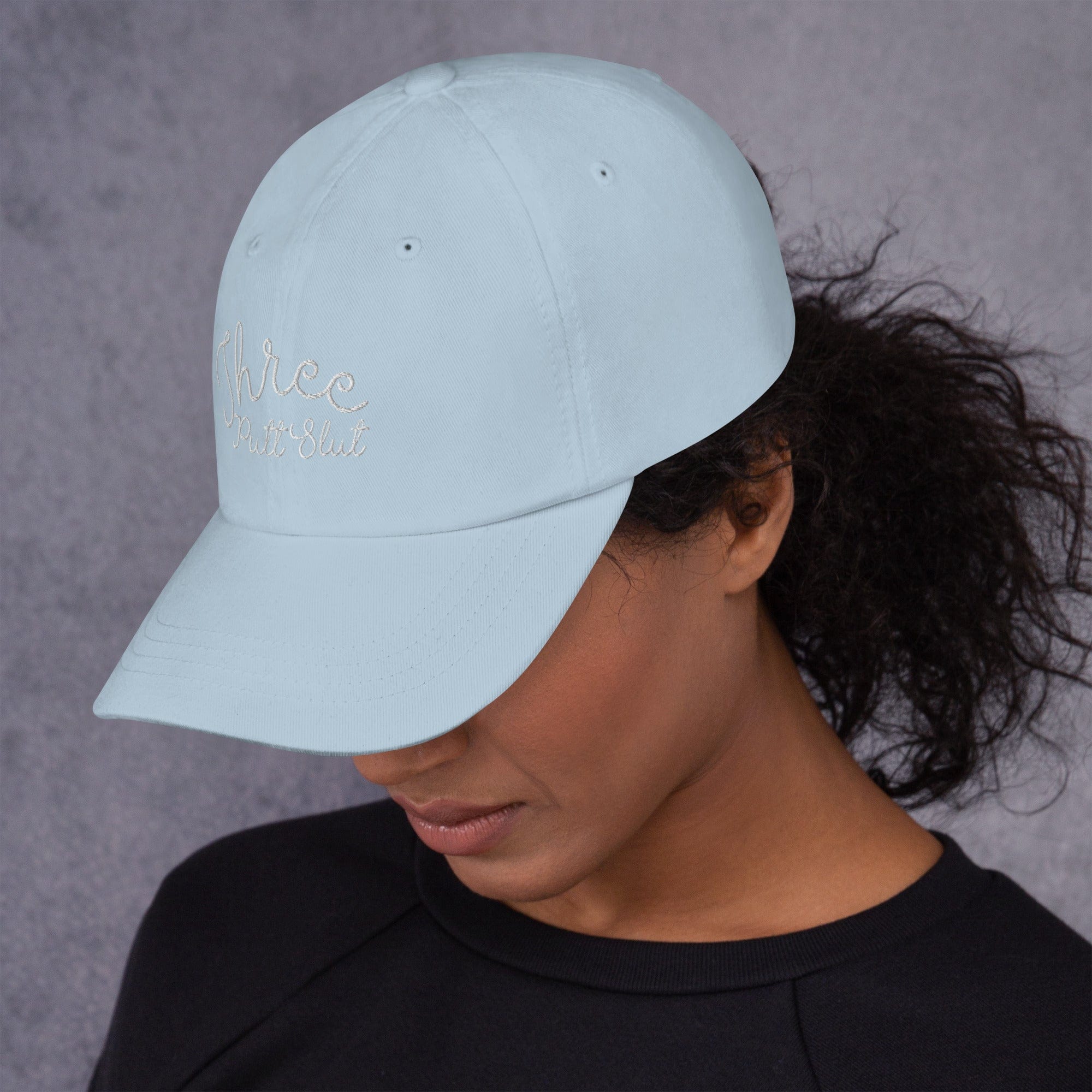 in Three Putt Slut Dad hat by Birdie Girl Golf