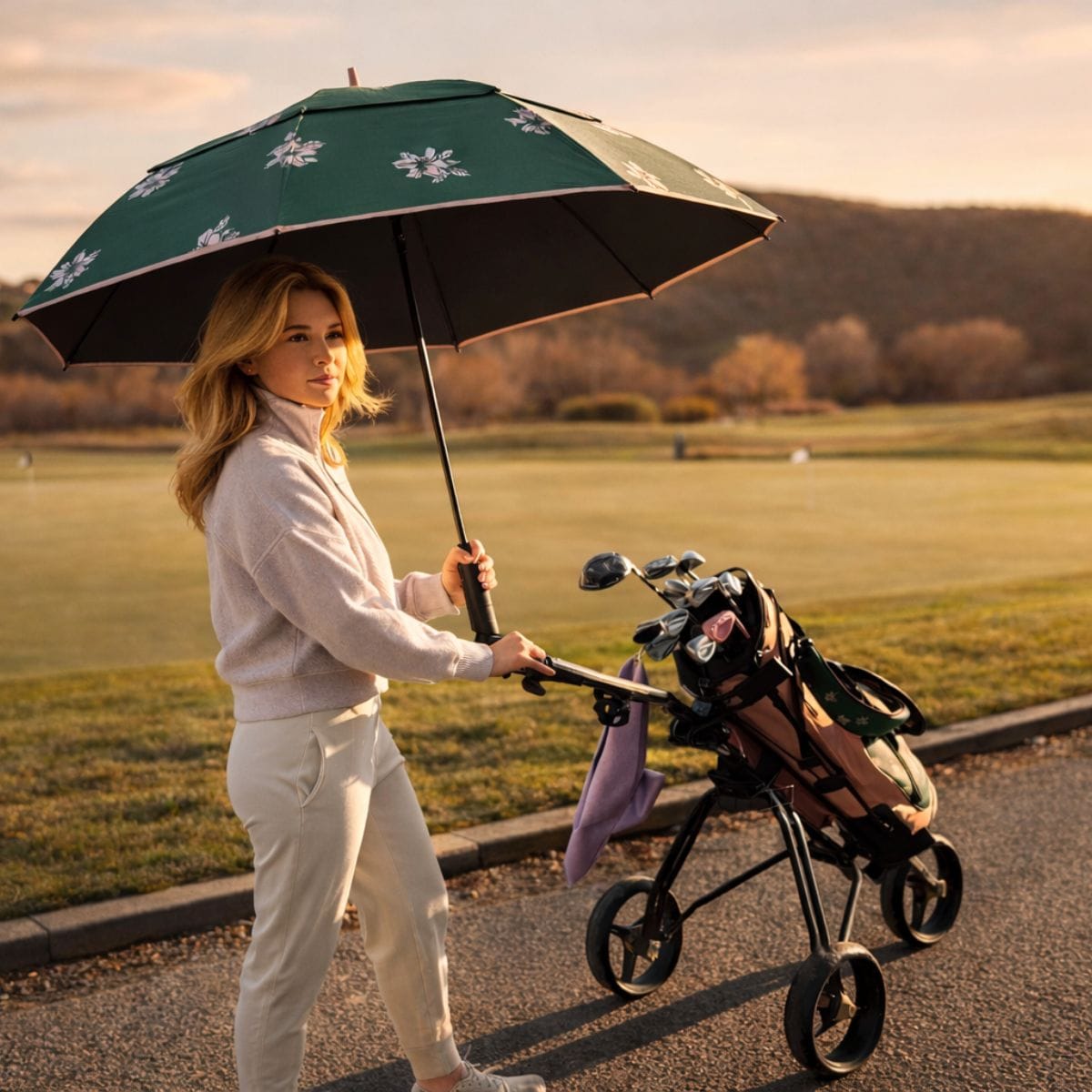 Umbrella in Women’s Golf Umbrella – Azalea by Birdie Girl Golf