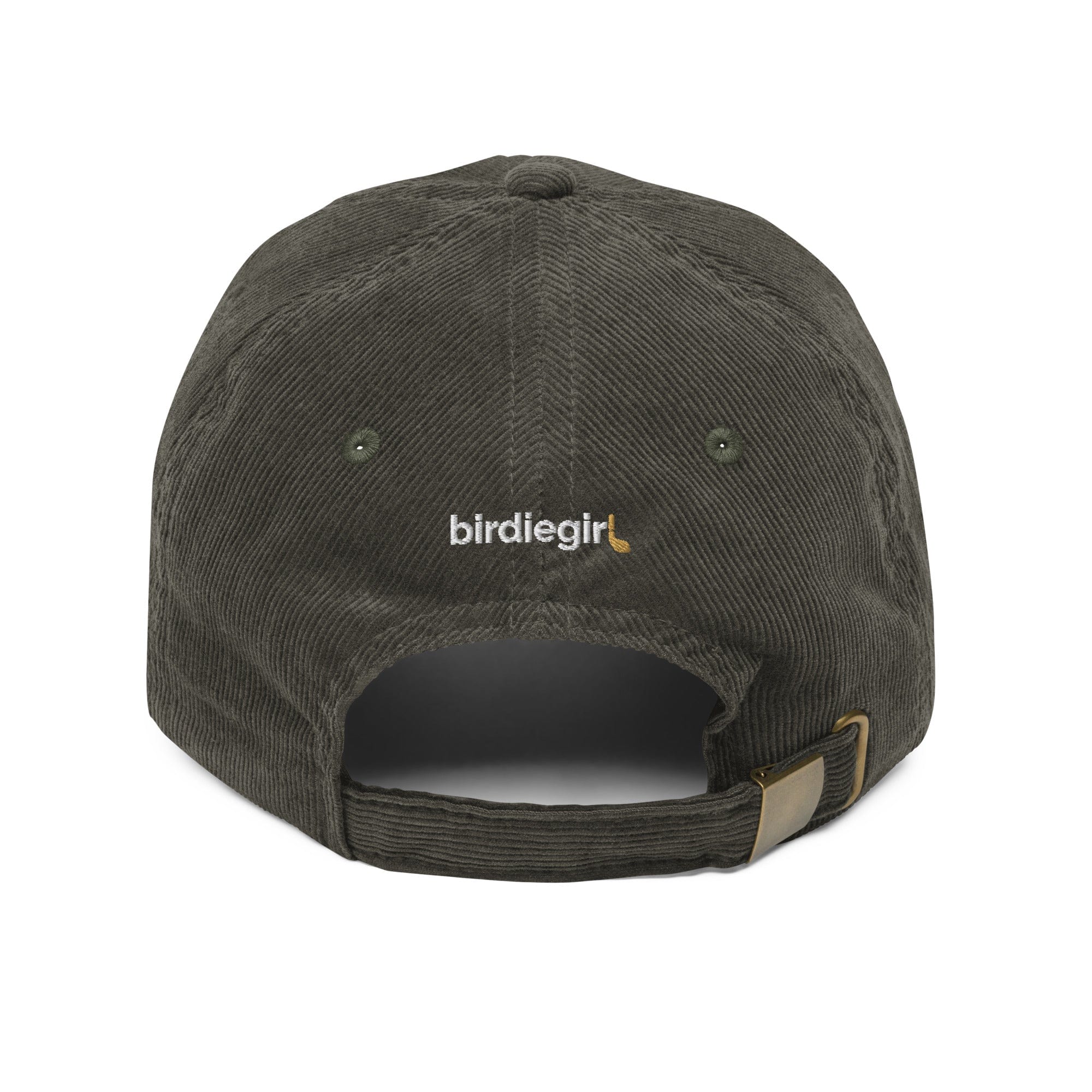 in Vintage corduroy cap by Birdie Girl Golf