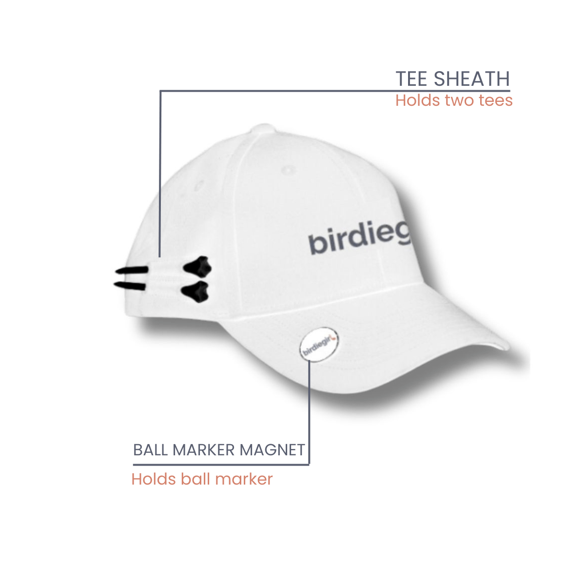 in White Birdie Girl Golf Utility Hat - Holds Tees and Markers by Birdie Girl Golf