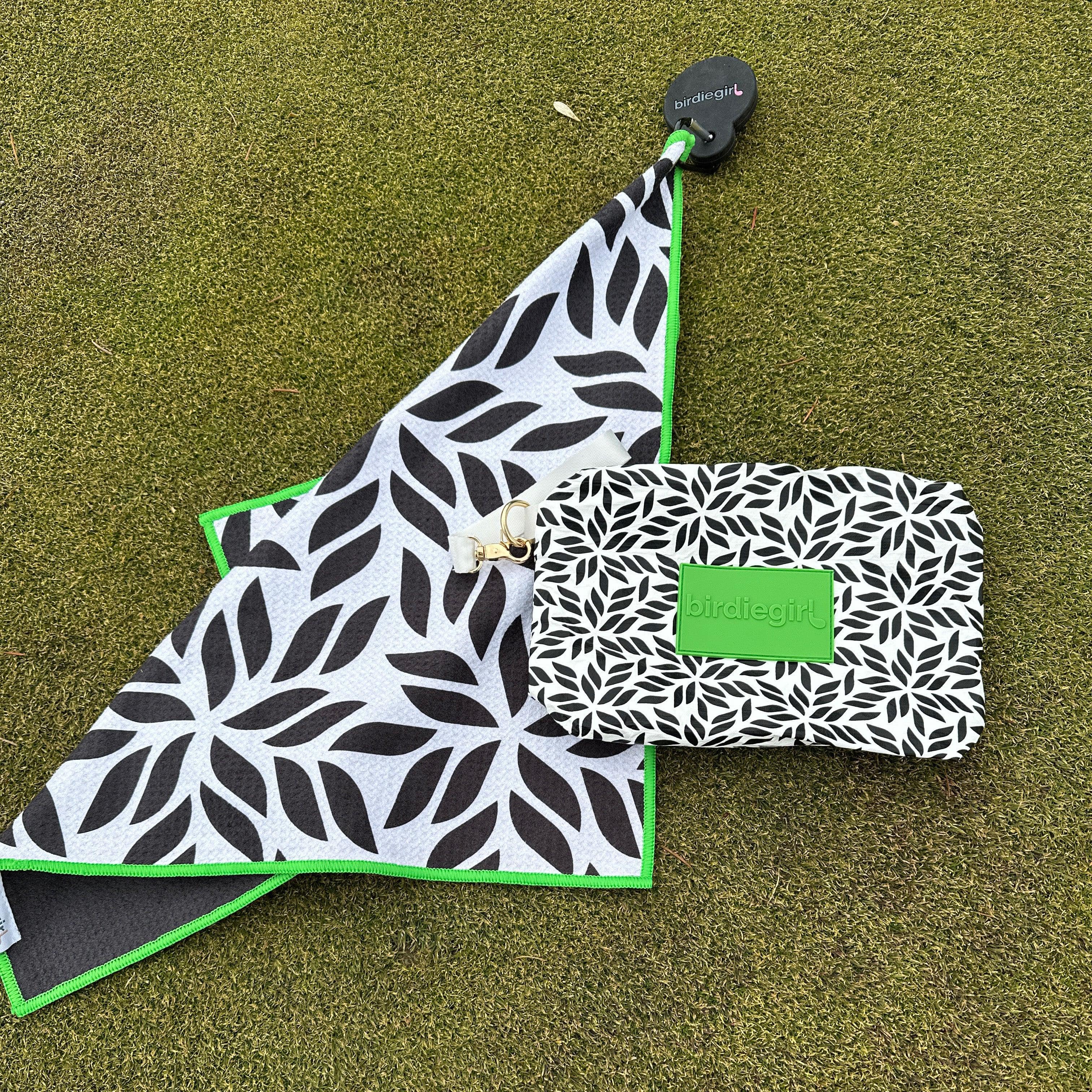 Set of 2: Putt from the Fringe Magnetic Golf Towel and Golf Accessory Bag - Birdie Girl Golf