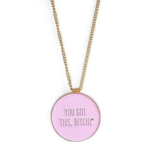 Ball Marker Necklaces in Gold/Pink Women's Golf Ball Marker Necklace with "You Got This Bitch" Marker by Birdie Girl Golf