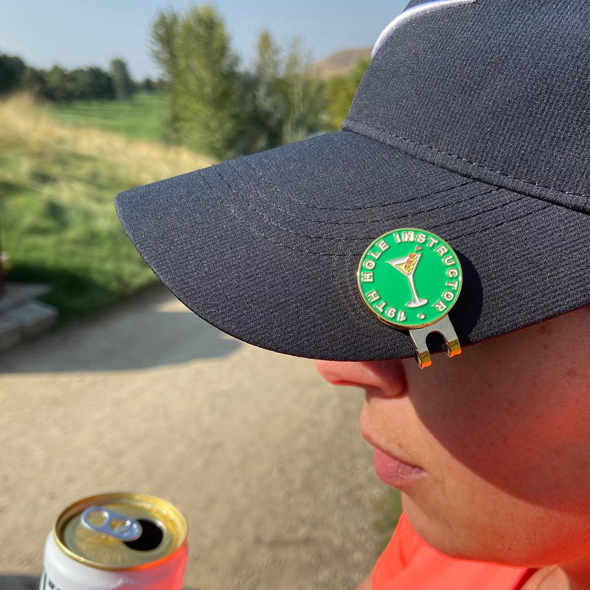 Golf Ball Markers in Gold 19th Hole Instructor Women's Golf Ball Marker with Hat Clip by Birdie Girl Golf
