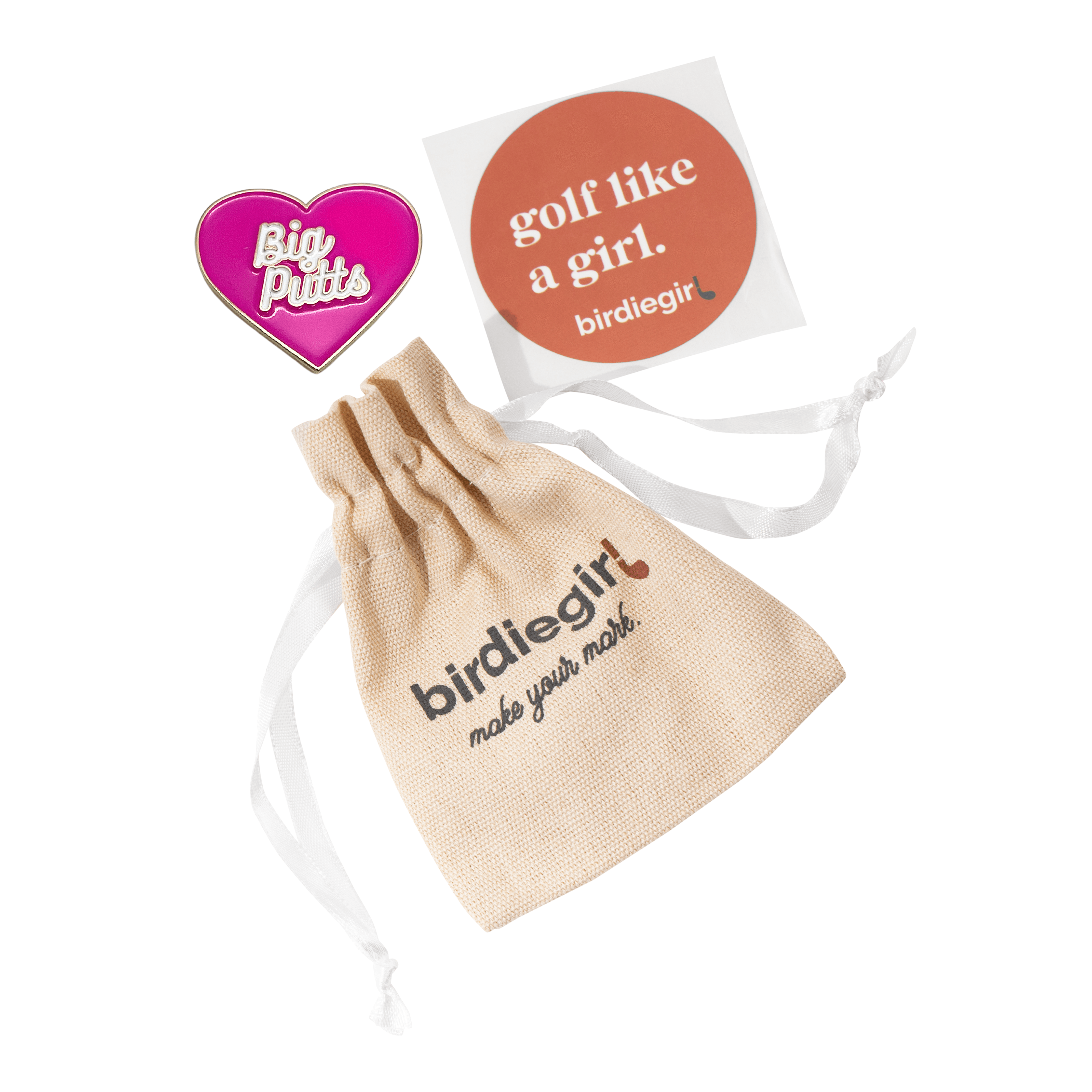 Golf Ball Markers in Gold I Love Big Putts Women's Golf Ball Marker with Hat Clip by Birdie Girl Golf