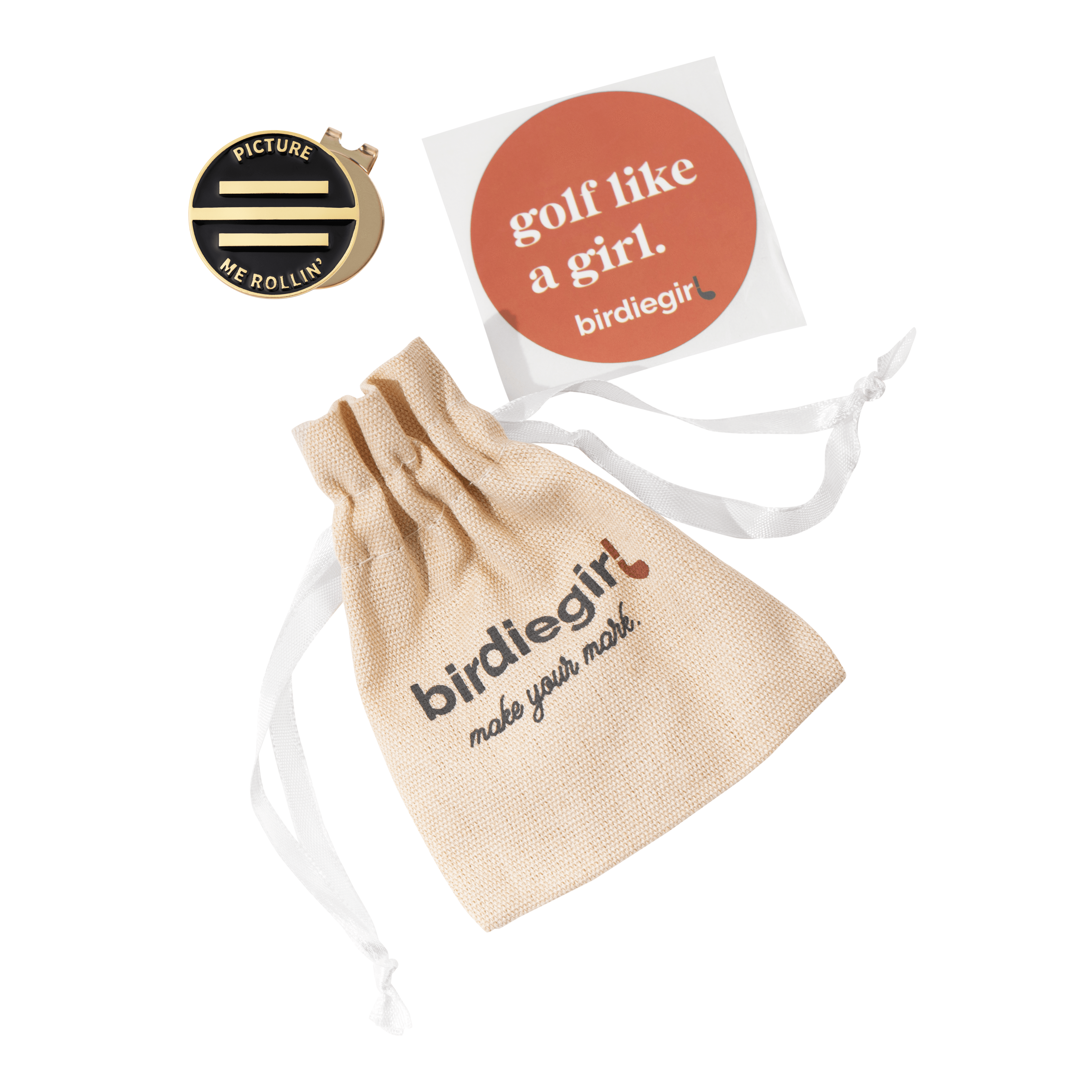 Golf Ball Markers in Picture Me Rollin' Alignment Golf Ball Marker with Hat Clip by Birdie Girl Golf