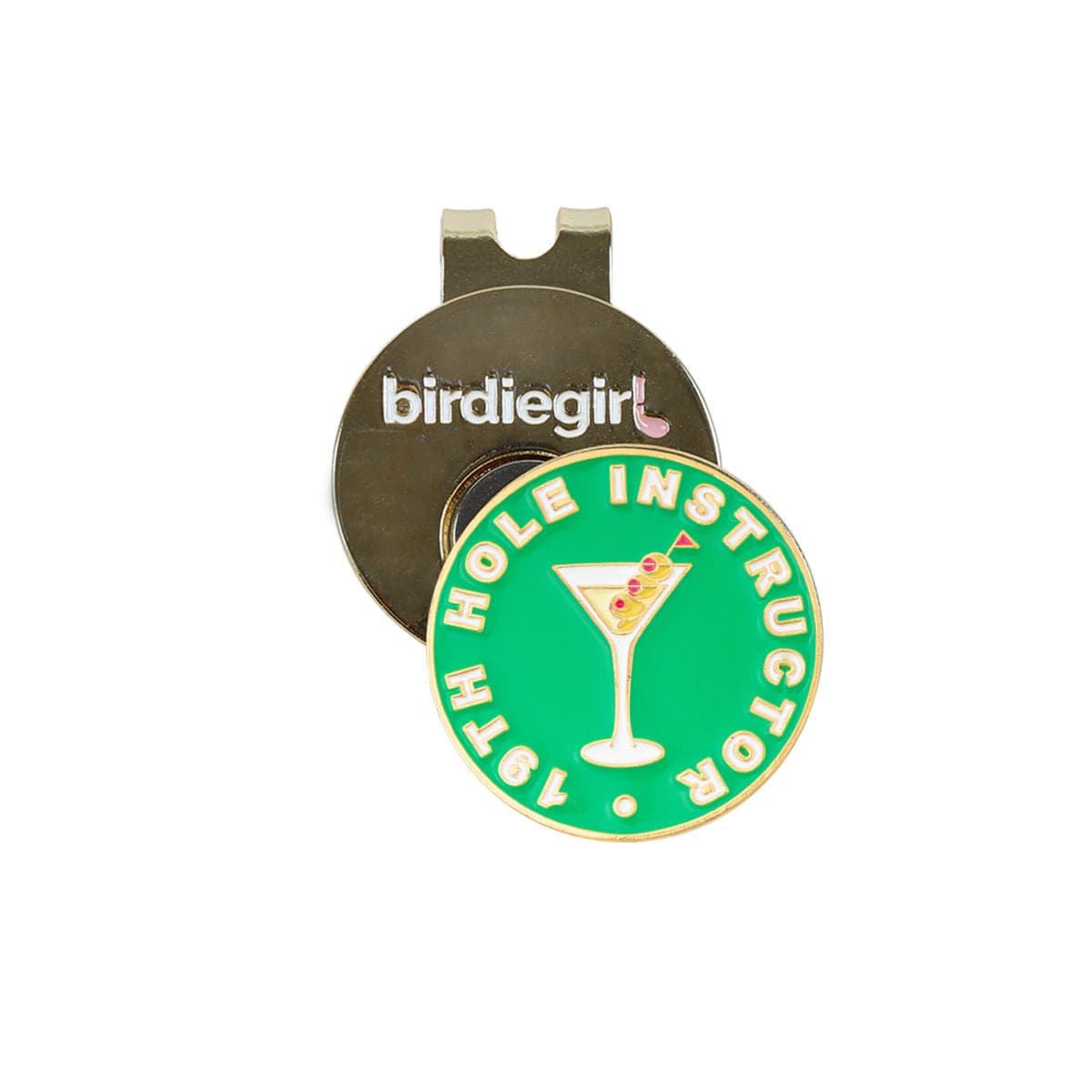 Golf Ball Markers in Gold 19th Hole Instructor Women's Golf Ball Marker with Hat Clip by Birdie Girl Golf