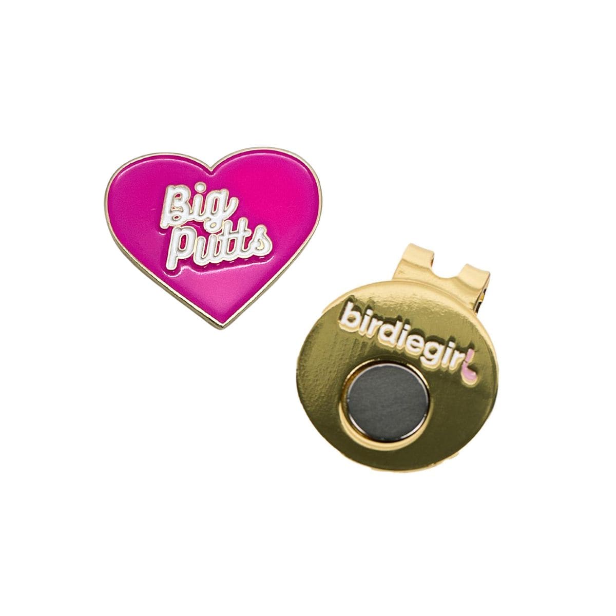 Golf Ball Markers in Gold I Love Big Putts Women's Golf Ball Marker with Hat Clip by Birdie Girl Golf
