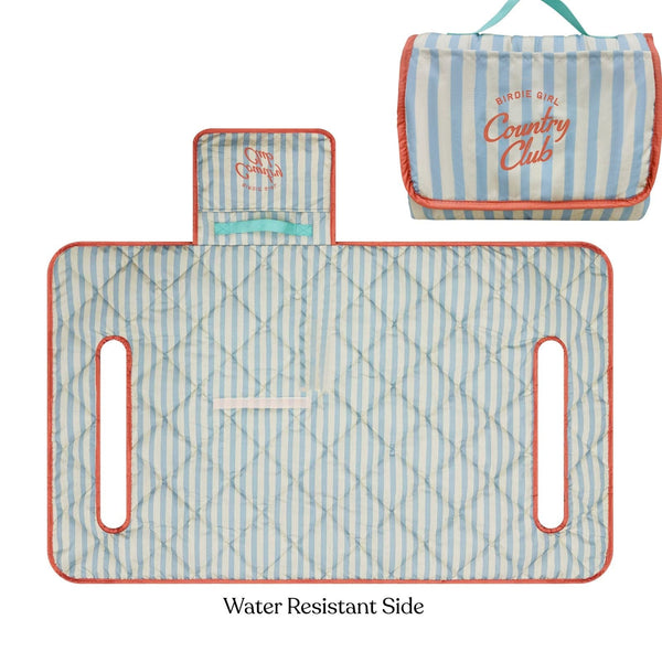Country Club Stripe Reversible Golf Cart Seat Cover (Blue Stripe + Cor