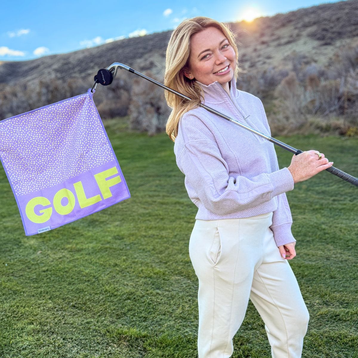 Magnetic Towels in Lilac Leopard Magnetic Golf Towel by Birdie Girl Golf