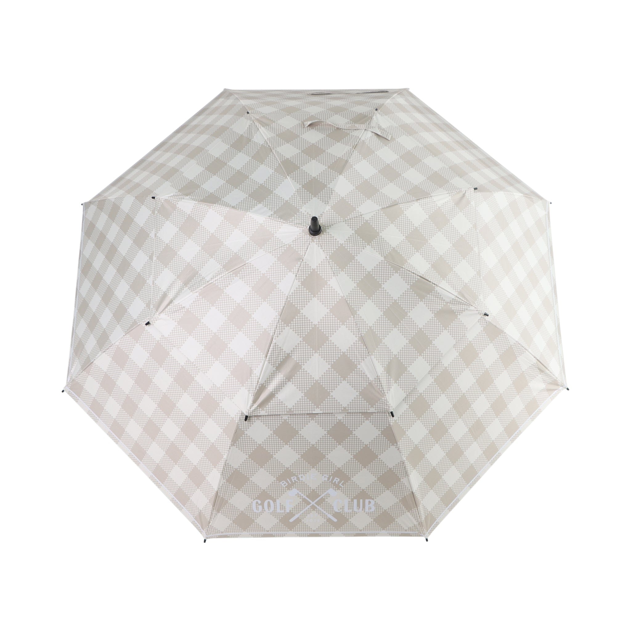 in Women’s Golf Umbrella – Neutral Gingham by Birdie Girl Golf