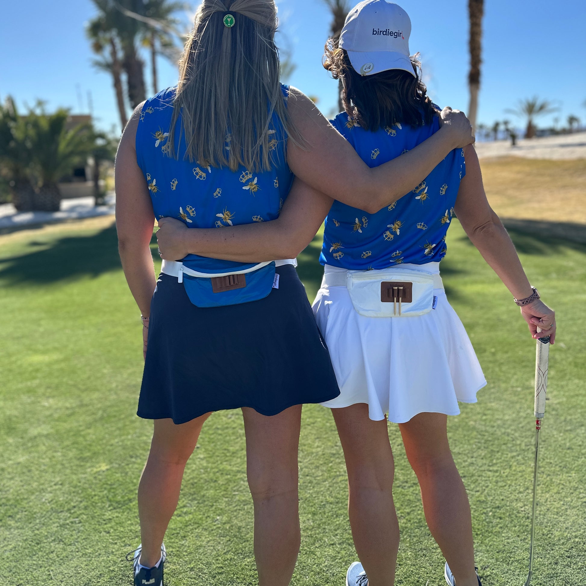White Golf Belt Bag with Tee Holder Birdie Girl Golf