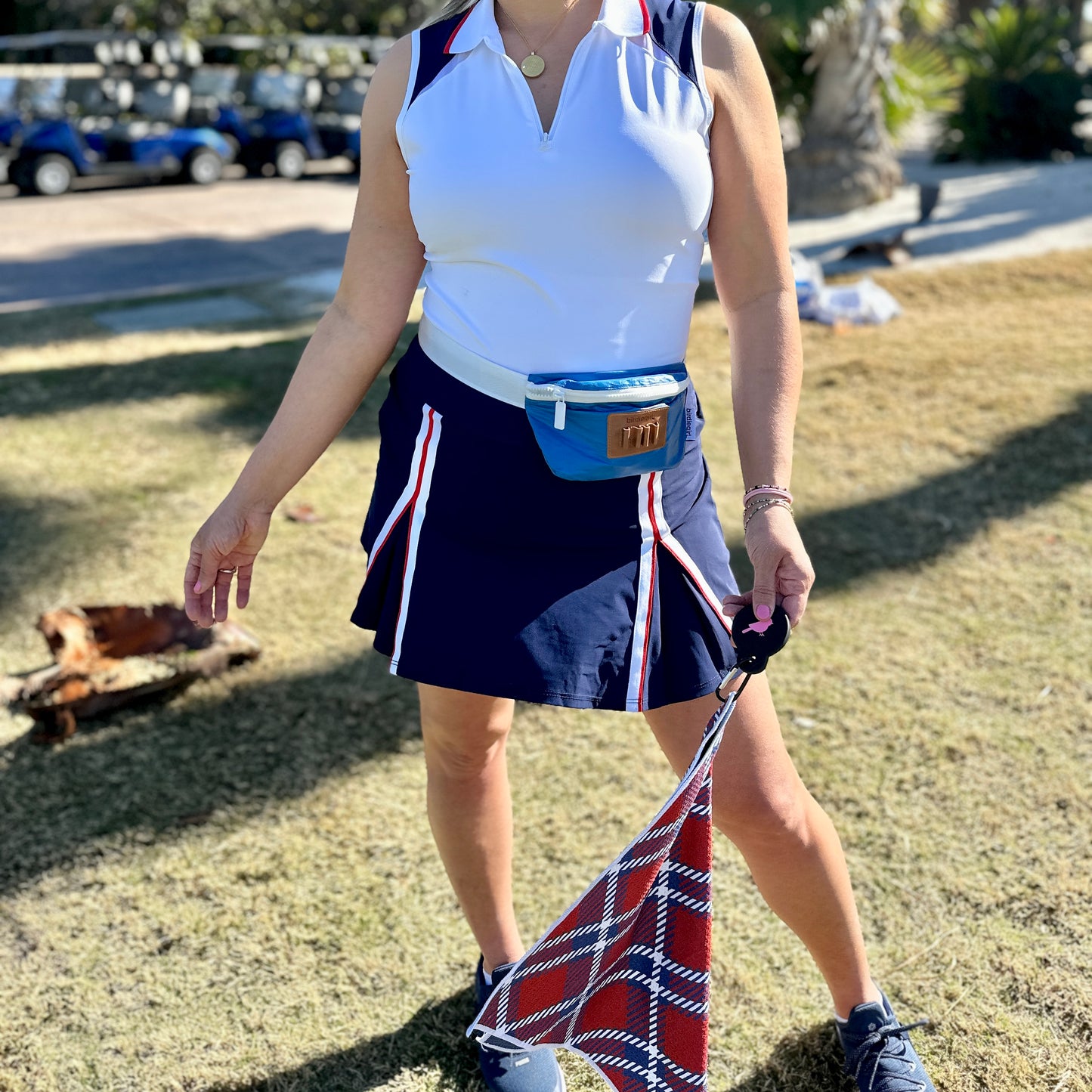Set of 2: Ryder Plaid Magnetic Golf Towel and Golf Belt Bag