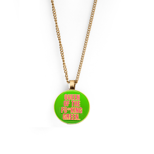 Queen of the Fu*king Green Golf Ball Marker Necklace - Birdie Girl Golf