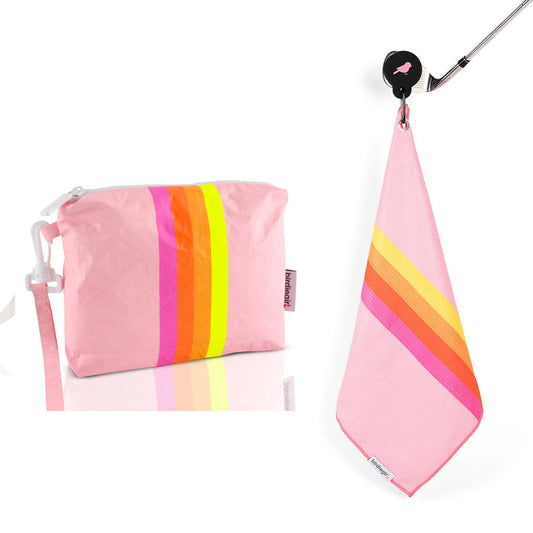Set of 2: Golfher's Sunset Magnetic Golf Towel and Golf Accessory Bag - Birdie Girl Golf