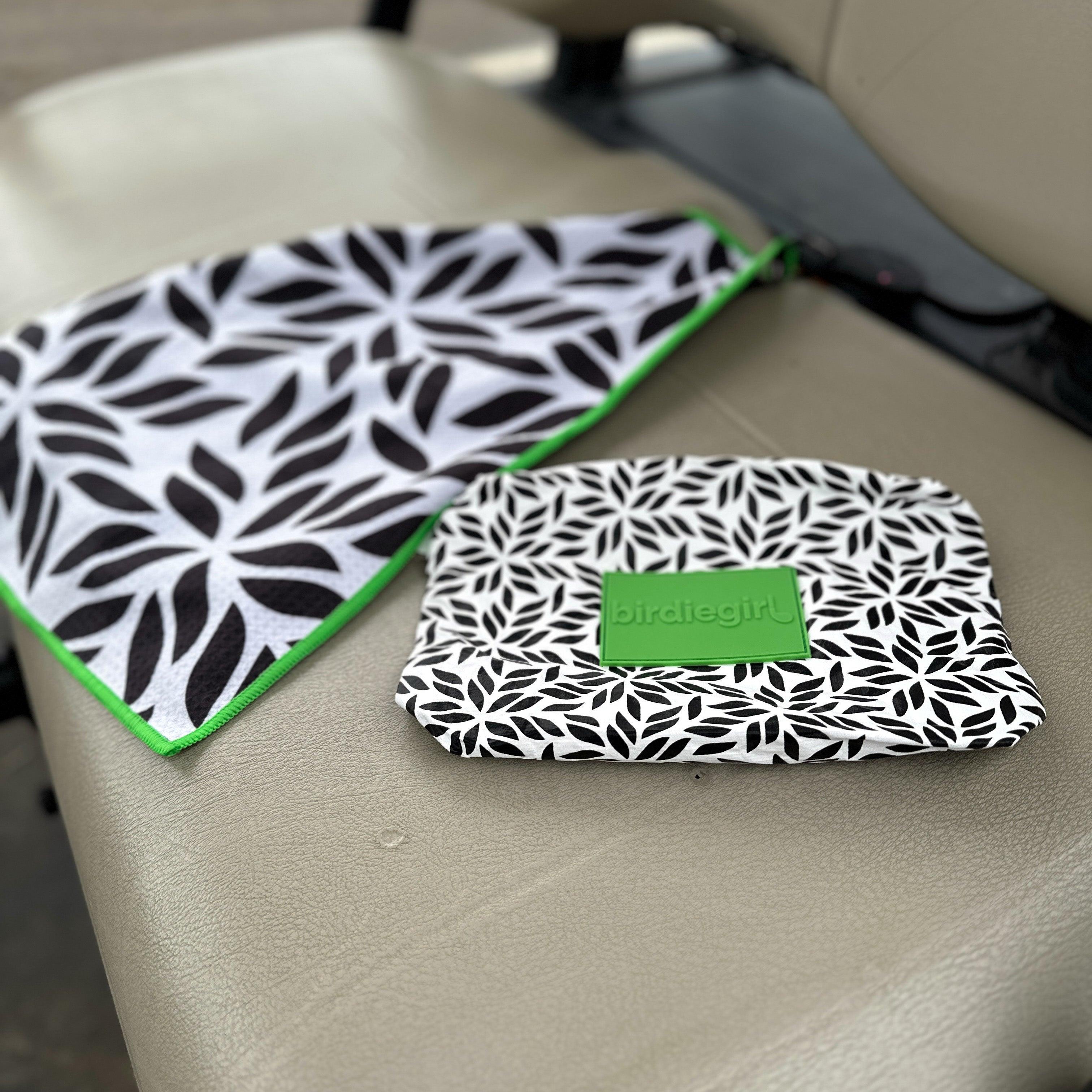 Set of 2: Putt from the Fringe Magnetic Golf Towel and Golf Accessory Bag - Birdie Girl Golf
