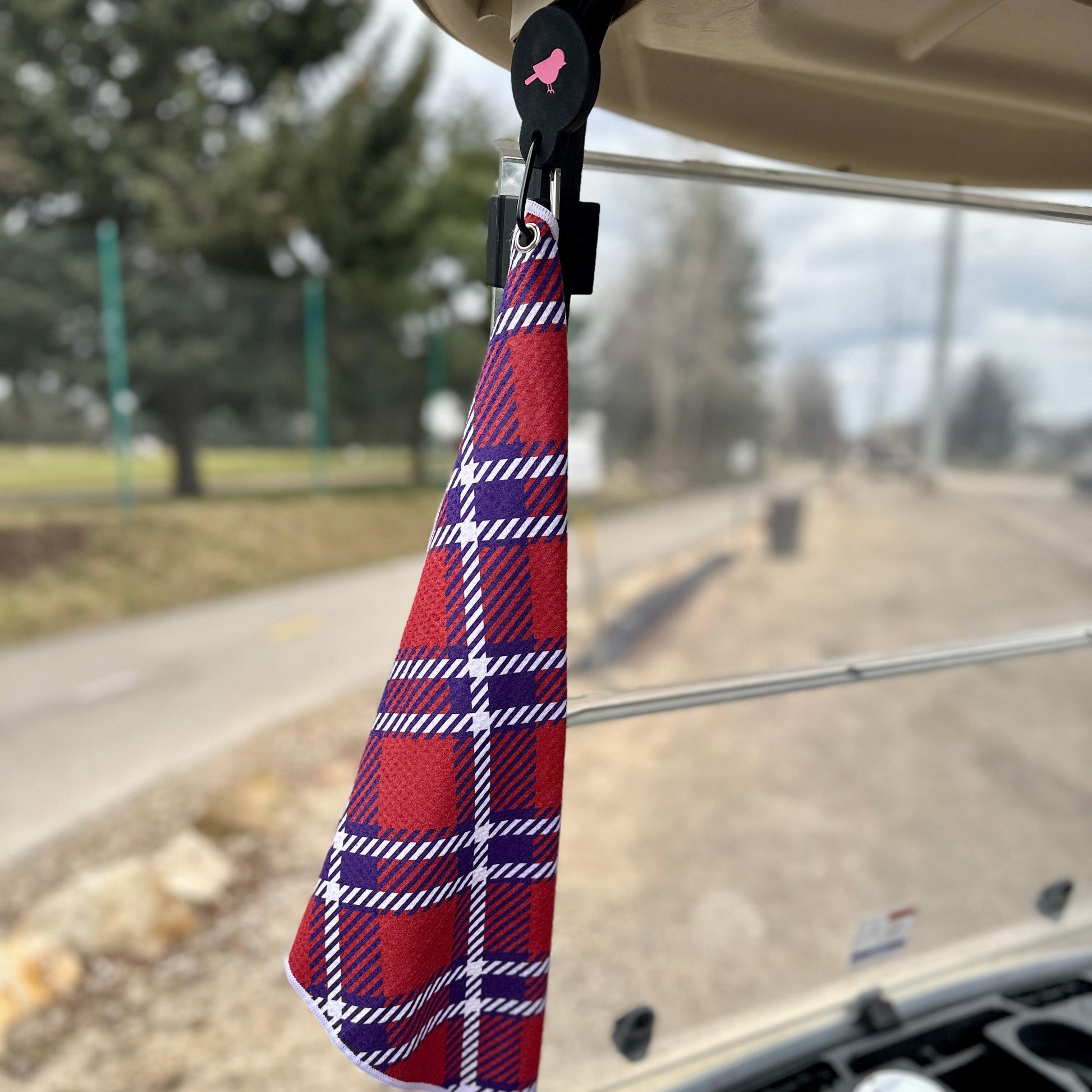 Set of 2: Ryder Plaid Magnetic Golf Towel and Golf Belt Bag - Birdie Girl Golf