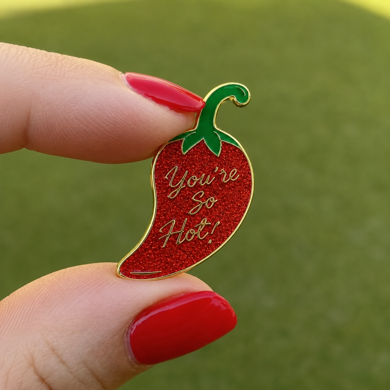 Red Glitter youre so hot ball marker
