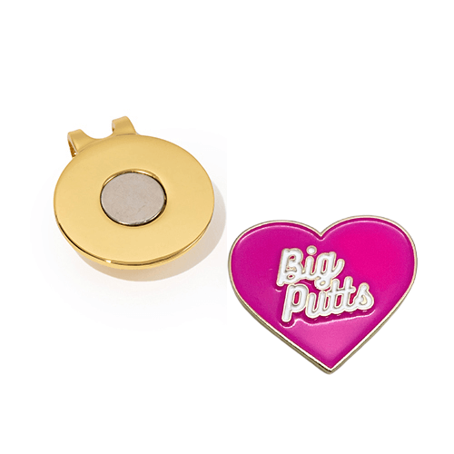 Golf Ball Markers in Gold I Love Big Putts Women's Golf Ball Marker with Hat Clip by Birdie Girl Golf