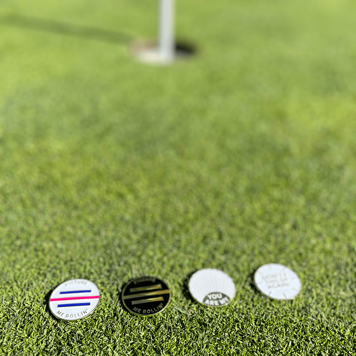 Make More Putts Alignment Golf Ball Marker Collection (set of 4) - Birdie Girl Golf