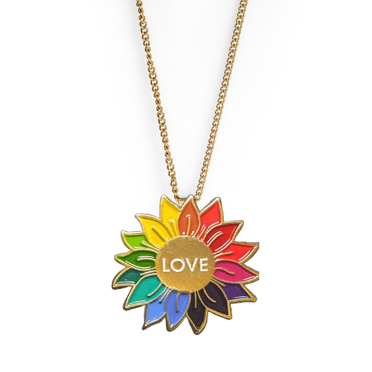 Rainbow Love Sunflower Golf Ball Marker Necklace - Birdie Girl Golf