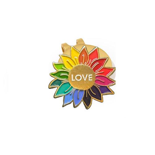 Rainbow Love Sunflower Women's Golf Ball Marker - Birdie Girl Golf