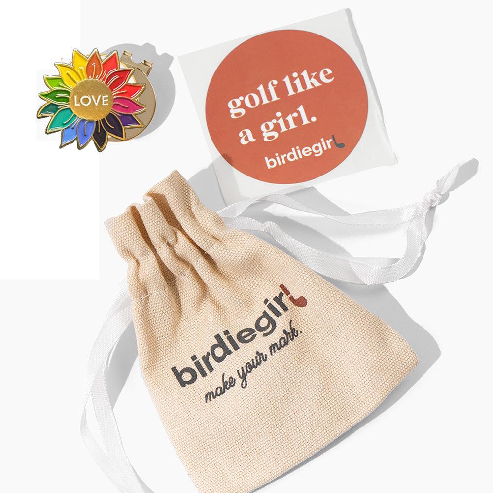 Rainbow Love Sunflower Women's Golf Ball Marker - Birdie Girl Golf