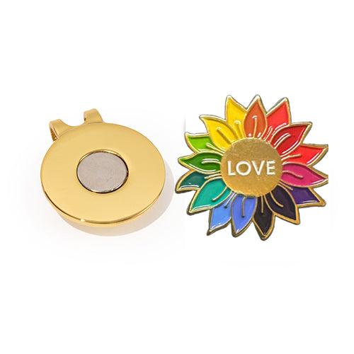 Rainbow Love Sunflower Women's Golf Ball Marker - Birdie Girl Golf