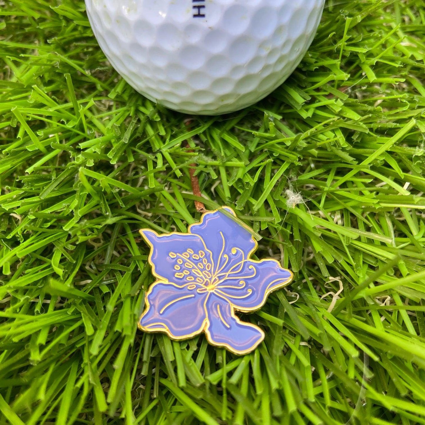 Women's Golf Ball Marker Necklace with Azalea Flower Marker - Birdie Girl Golf